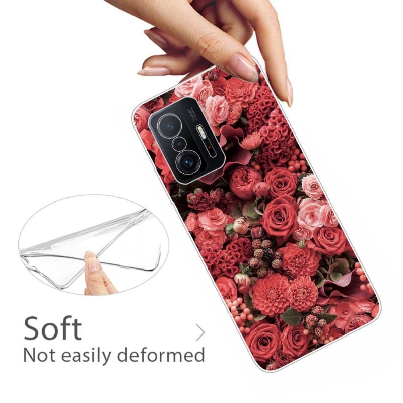 Cover Xiaomi 11T / 11T Pro Hemming Rød Blomst