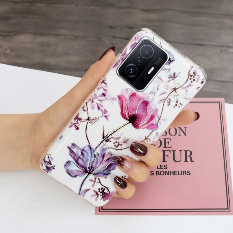 Cover Xiaomi 11T / 11T Pro Lilla Blomst Silikone