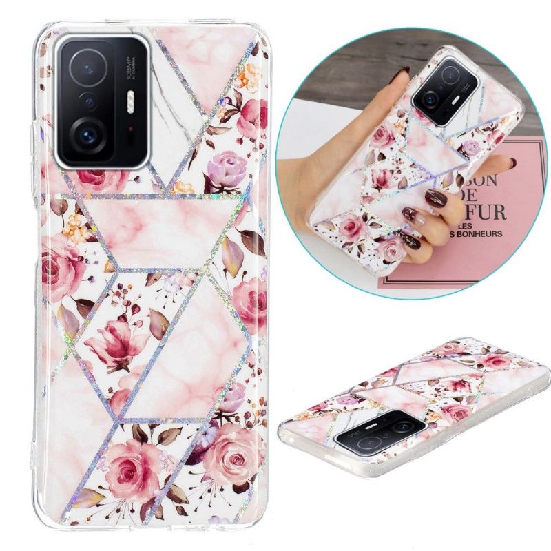 Cover Xiaomi 11T / 11T Pro Silikone Marmor Og Blomster