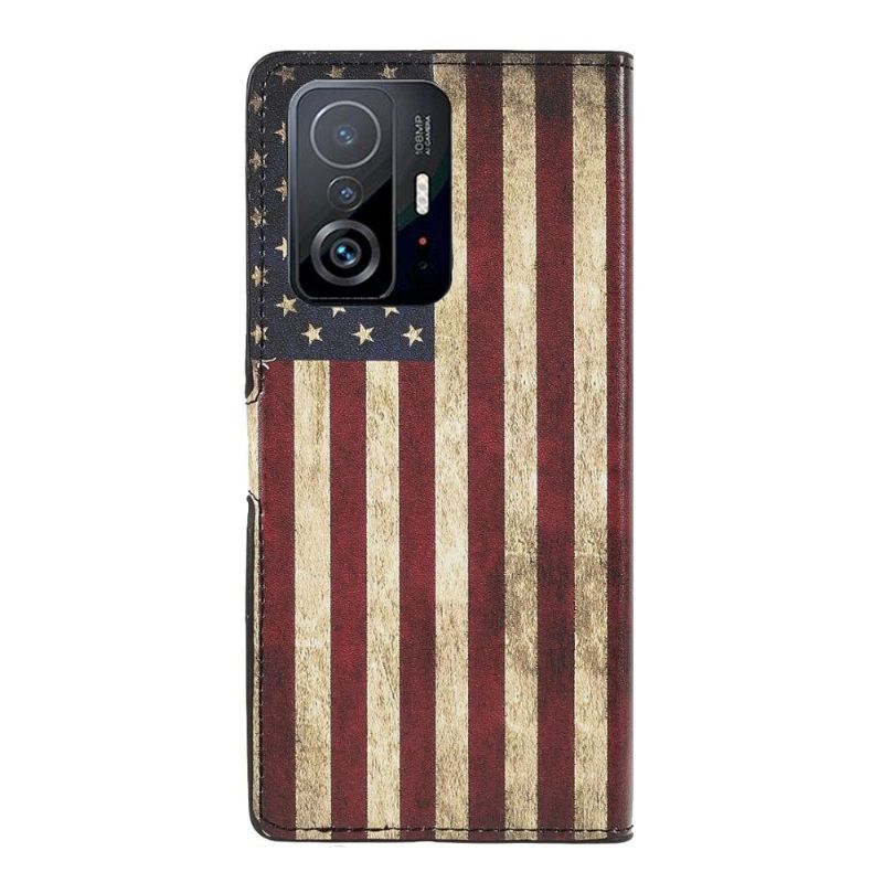 Flip Cover Xiaomi 11T / 11T Pro Vintage Amerikansk Flag