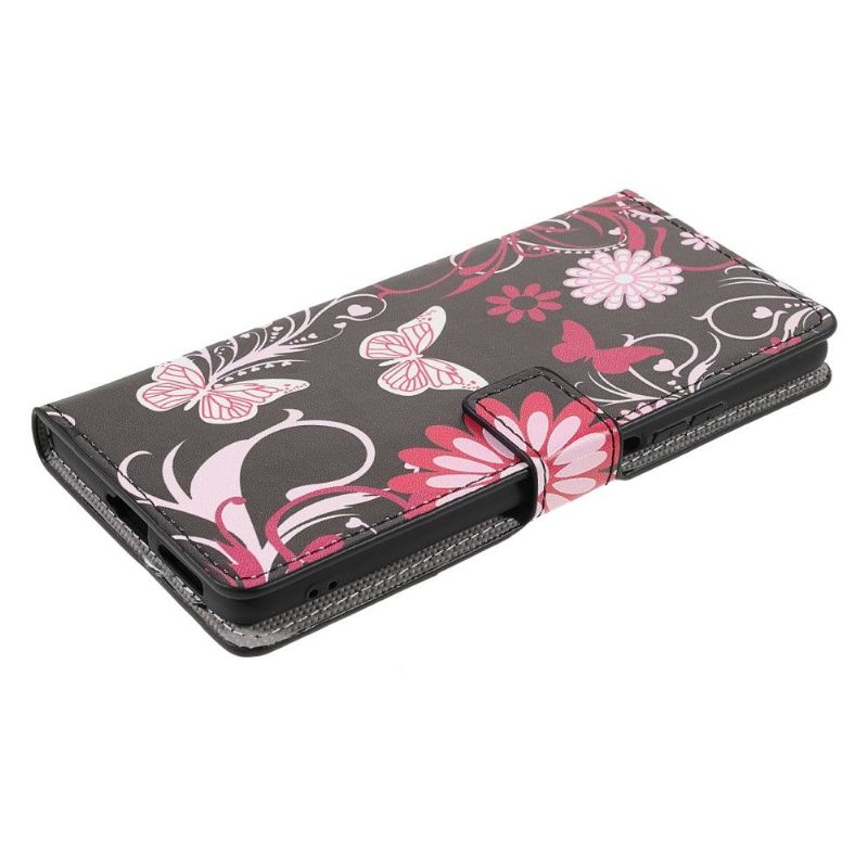 Læder Cover Xiaomi 11T / 11T Pro Original Sommerfugle Og Blomster