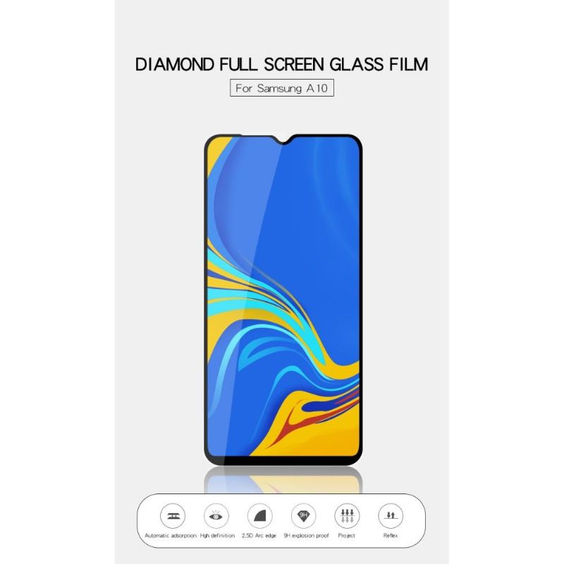 Samsung Galaxy A10 - Fuld Størrelse Hærdet Glas Skærmbeskytter - Sort