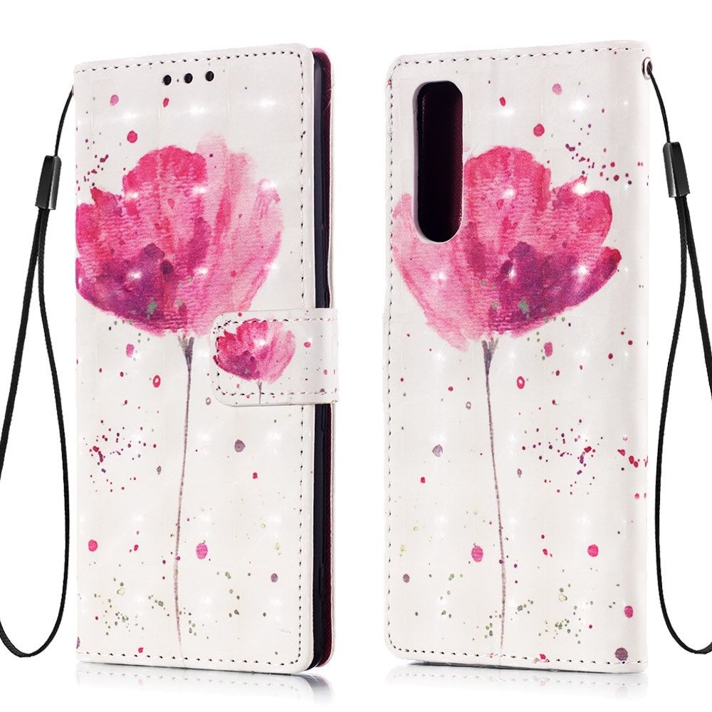 Flip Cover Sony Xperia 5 Anti-fald Lyserød Blomst