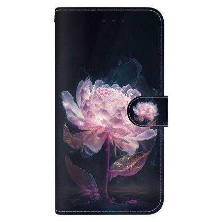 Flip Cover Til Xiaomi Redmi Note 13 Pro 5g Lilla Pæon Med Rem