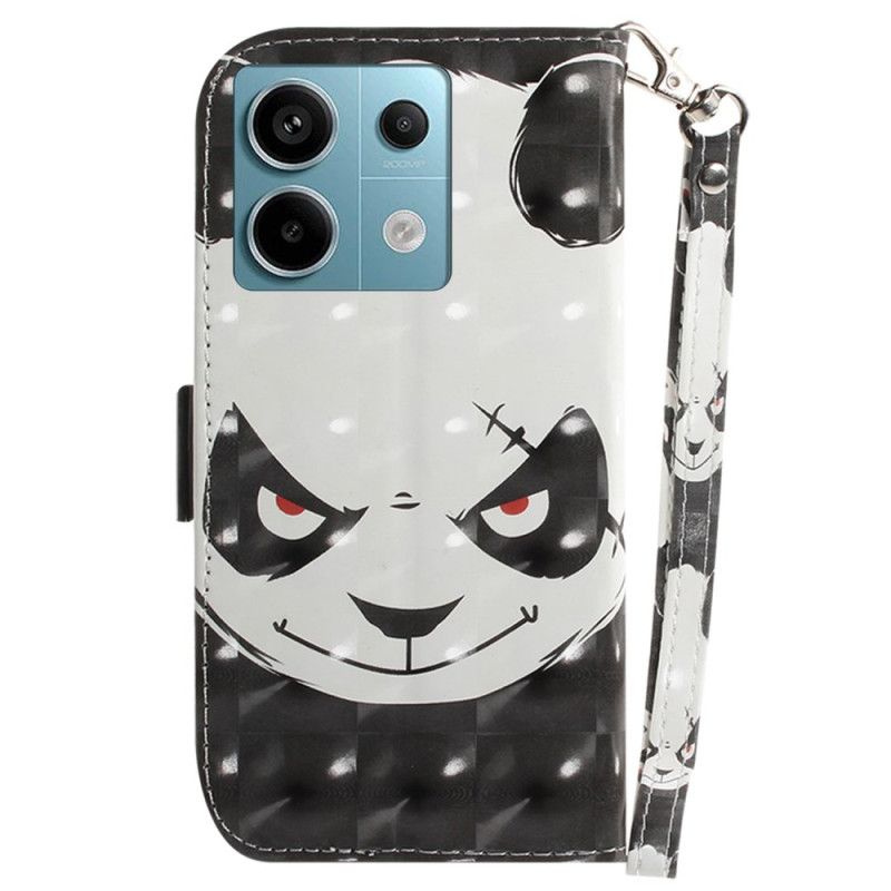 Læder Cover Xiaomi Redmi Note 13 Pro 5g Telefon Etui Vred Panda Med Rem