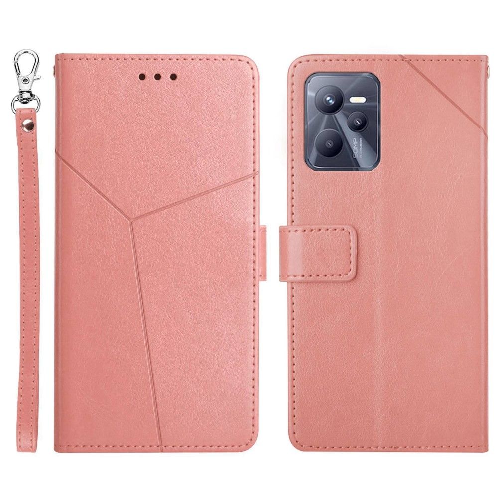 Flip Cover Realme C35 Hemming Y Lines Lædereffekt