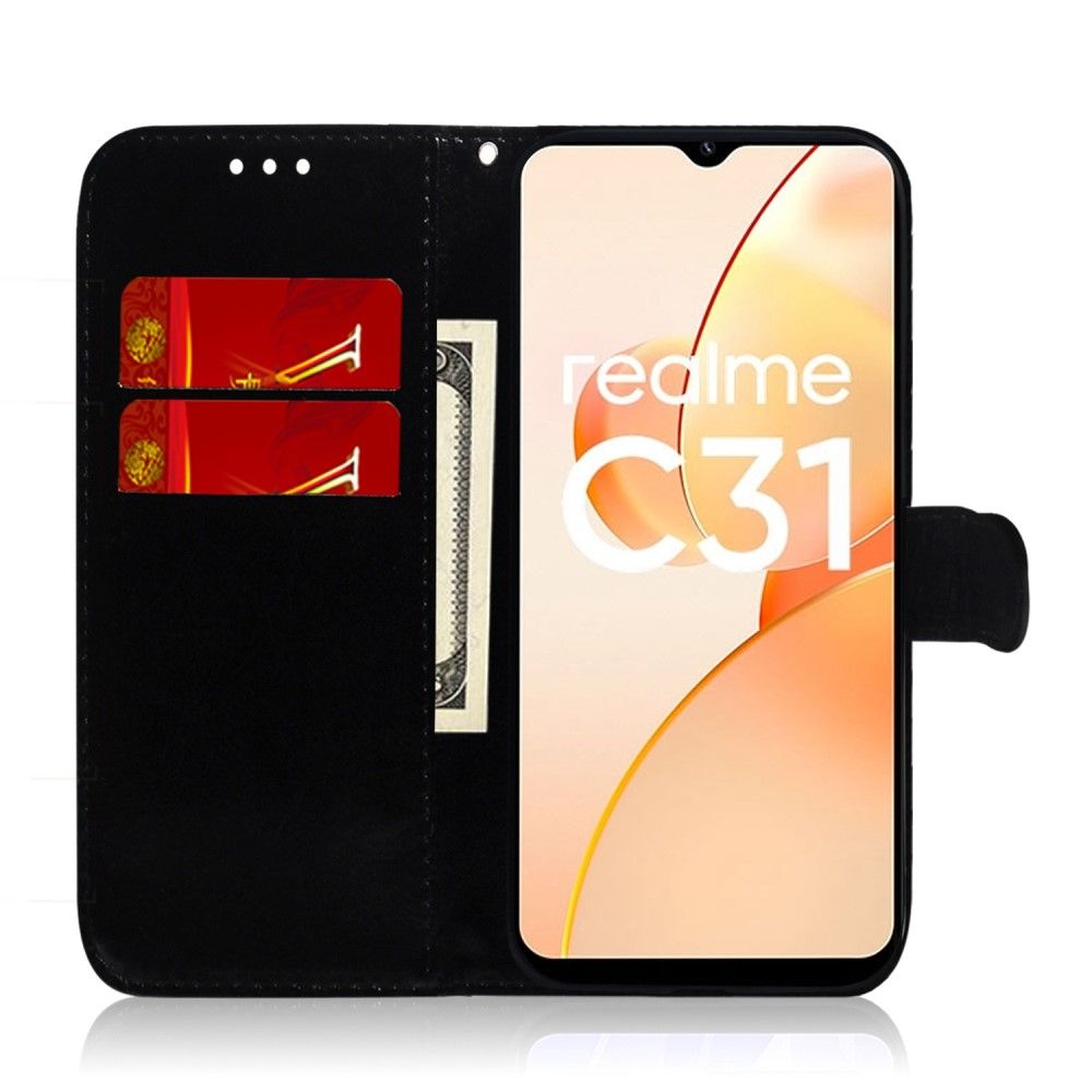 Læder Cover Realme C35 Original Spejleffekt I Imiteret Læder