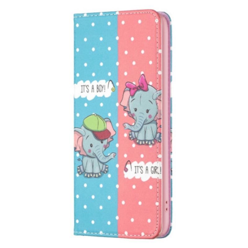 Cover iPhone 14 Pro Flip Cover Baby Elefanter