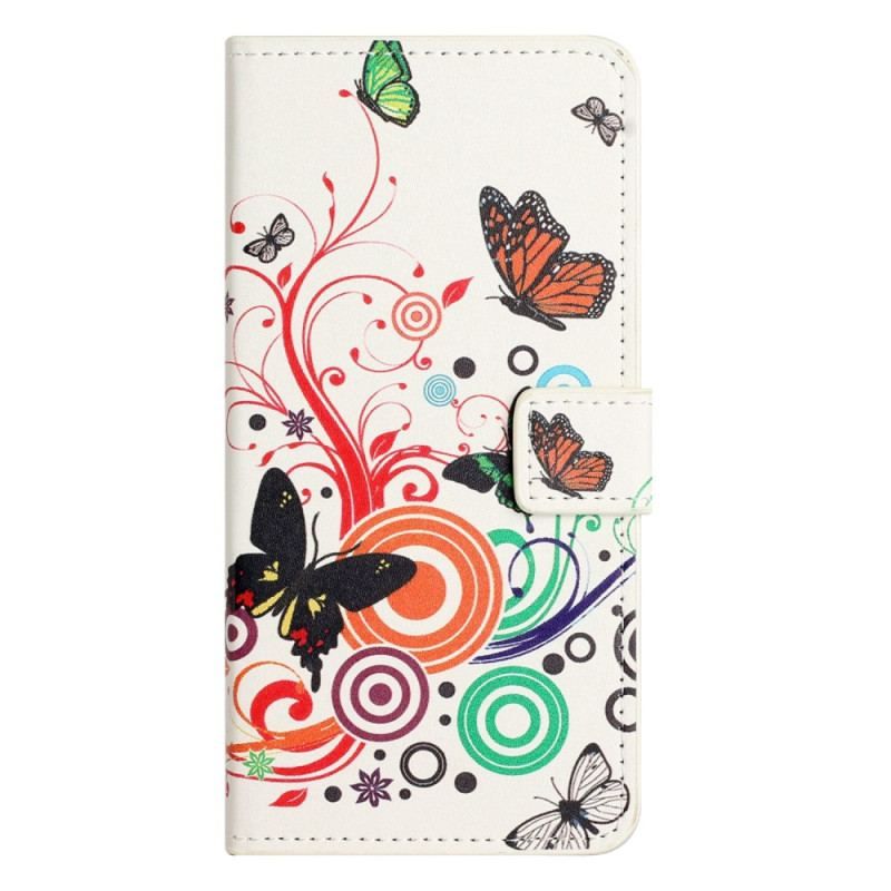 Flip Cover iPhone 14 Pro Sorte Og Hvide Sommerfugle