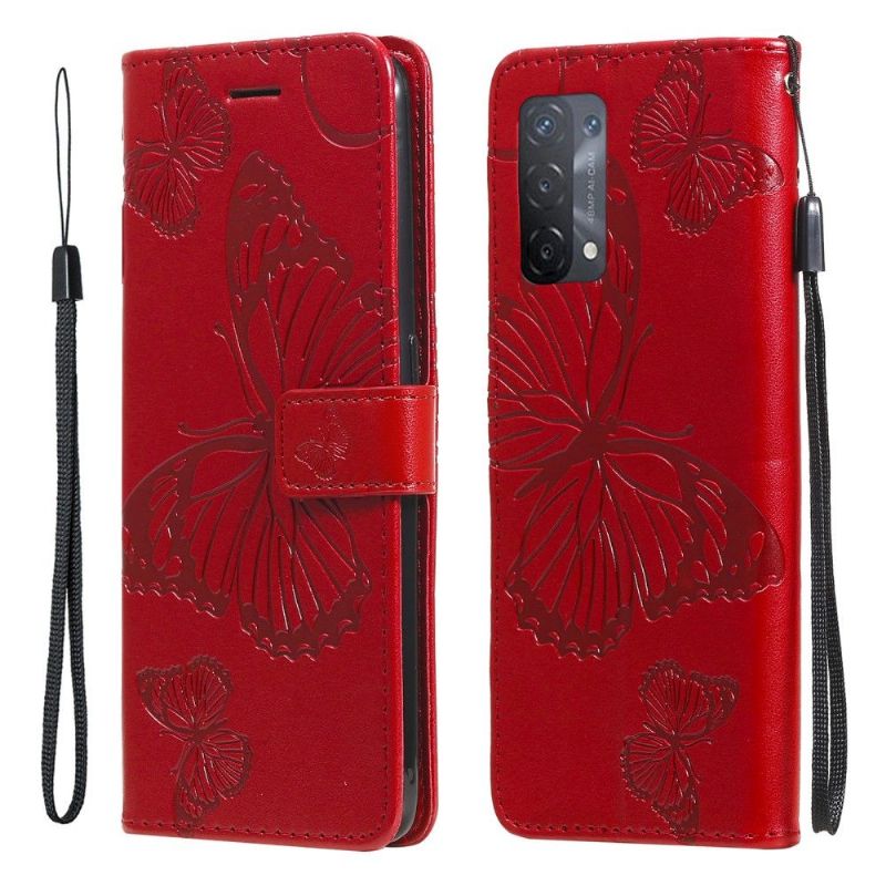 Flip Cover Oppo A74 4G Hemming Supportfunktion Sommerfugle