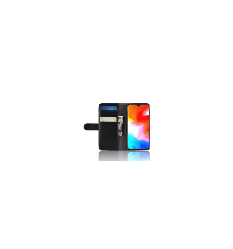 Flip Cover OnePlus 6T Hemming Premium Læder - Sort