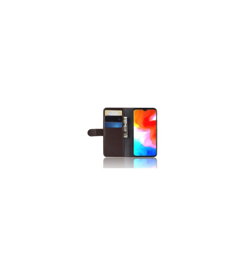 Flip Cover OnePlus 6T Premium Læder - Brun