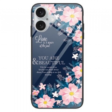 Cover iPhone 16 Plus Lyserøde Blomster Af Hærdet Glas