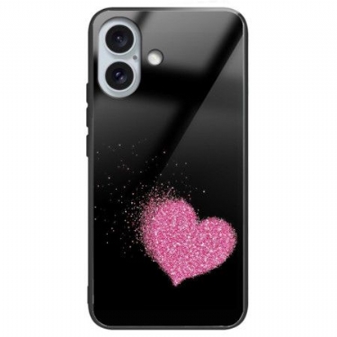 Cover iPhone 16 Plus Pink Heart Hærdet Glas