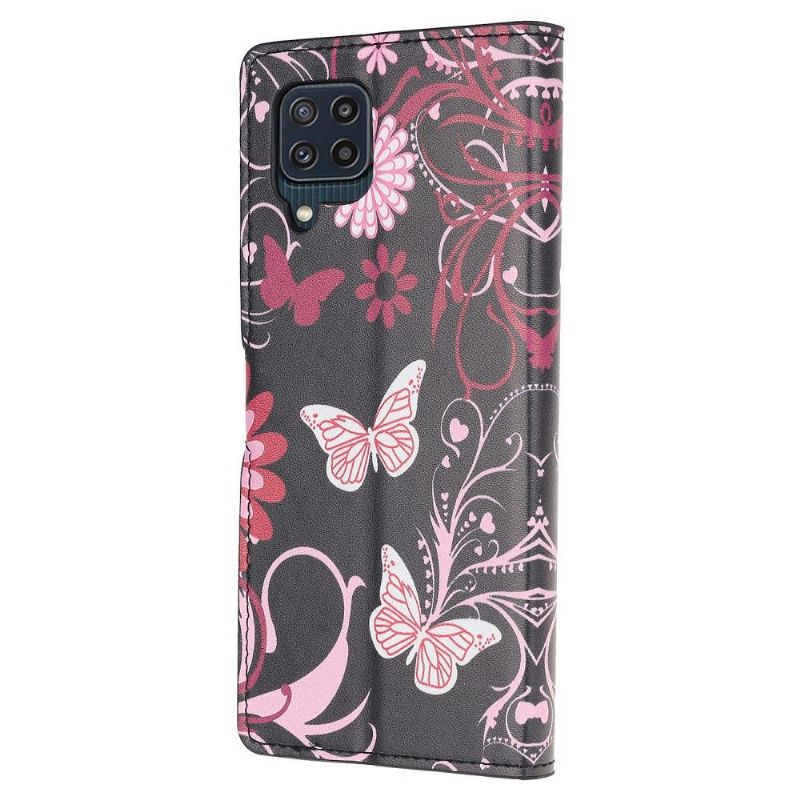 Flip Cover Samsung Galaxy M32 Sommerfugle Og Blomster