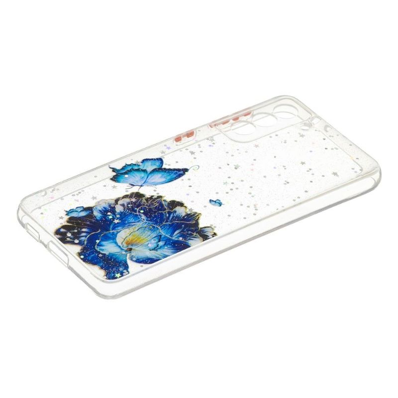 Cover Samsung Galaxy S21 Plus 5G Blå Blomster Og Sommerfugle