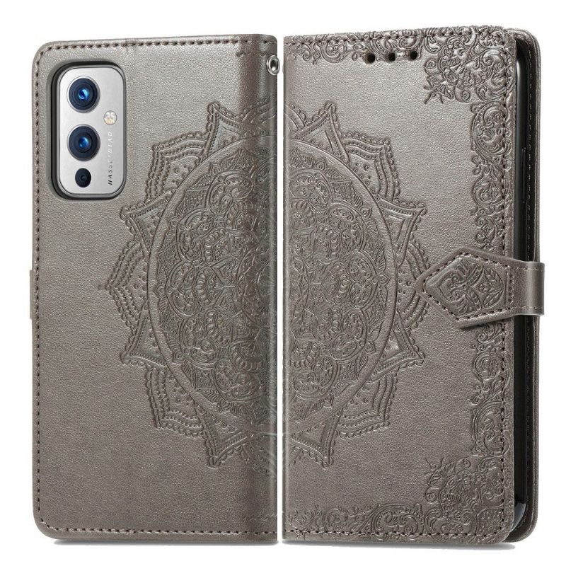 Flip Cover OnePlus 9 Mandala Relief Imiteret Læder Retro