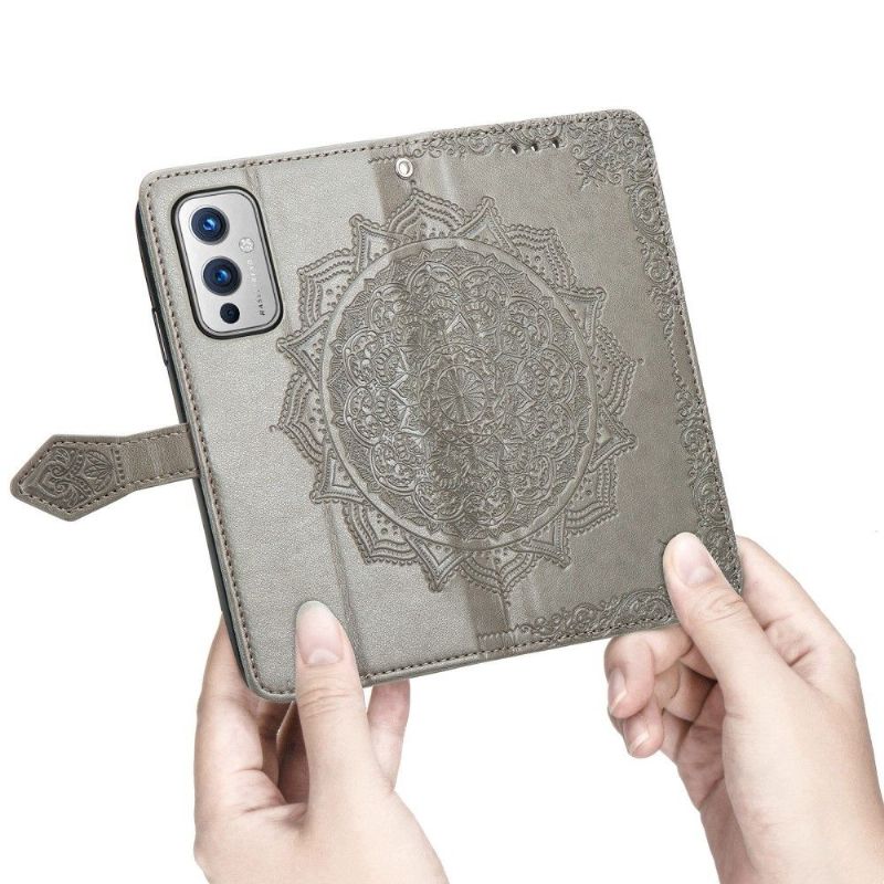 Flip Cover OnePlus 9 Mandala Relief Imiteret Læder Retro