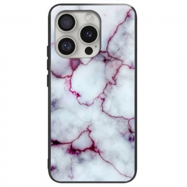 Cover Til iPhone 16 Pro Lilla Marmor Hærdet Glas