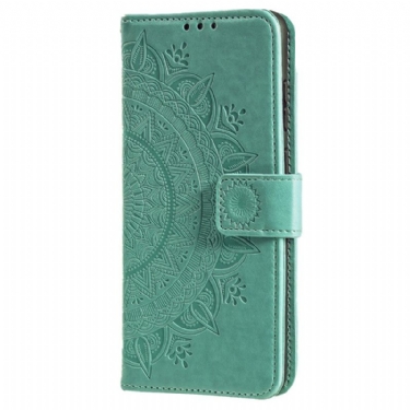 Læder Cover iPhone 16 Pro Telefon Etui Mandala Sol Med Rem