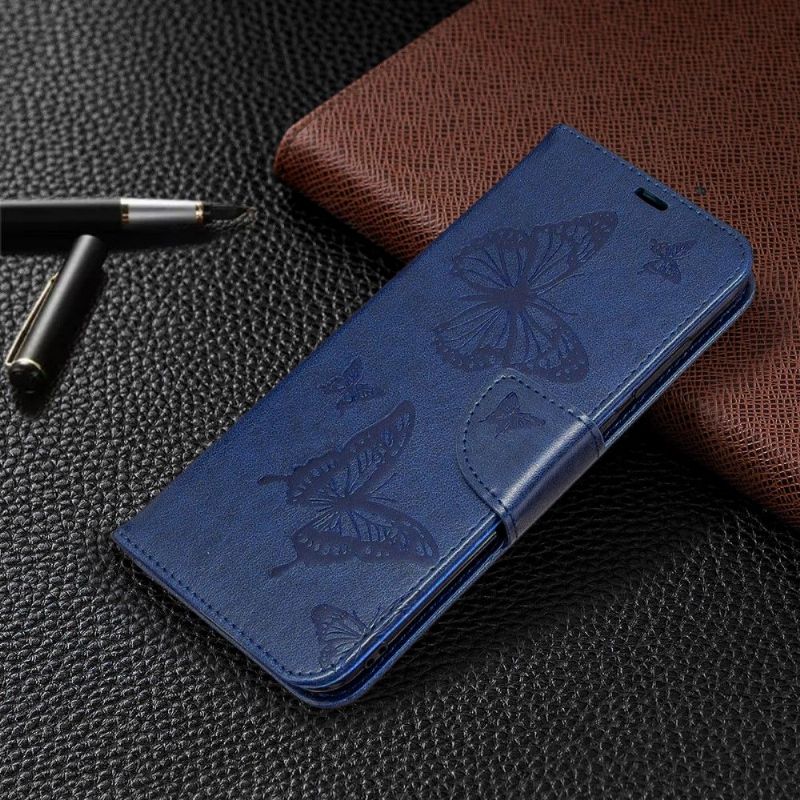 Læder Cover Samsung Galaxy M11 Original Support Funktion Sommerfugle