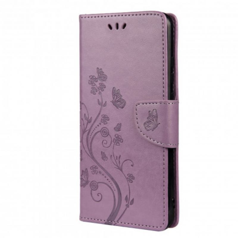 Flip Cover Poco M5s Asiatiske Sommerfugle Og Blomster