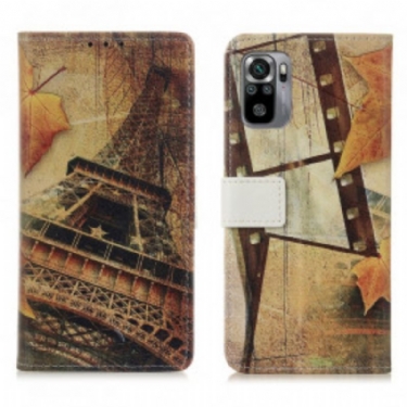 Flip Cover Poco M5s Eiffeltårnet I Efteråret