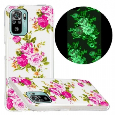 Mobilcover Poco M5s Fluorescerende Liberty-blomster