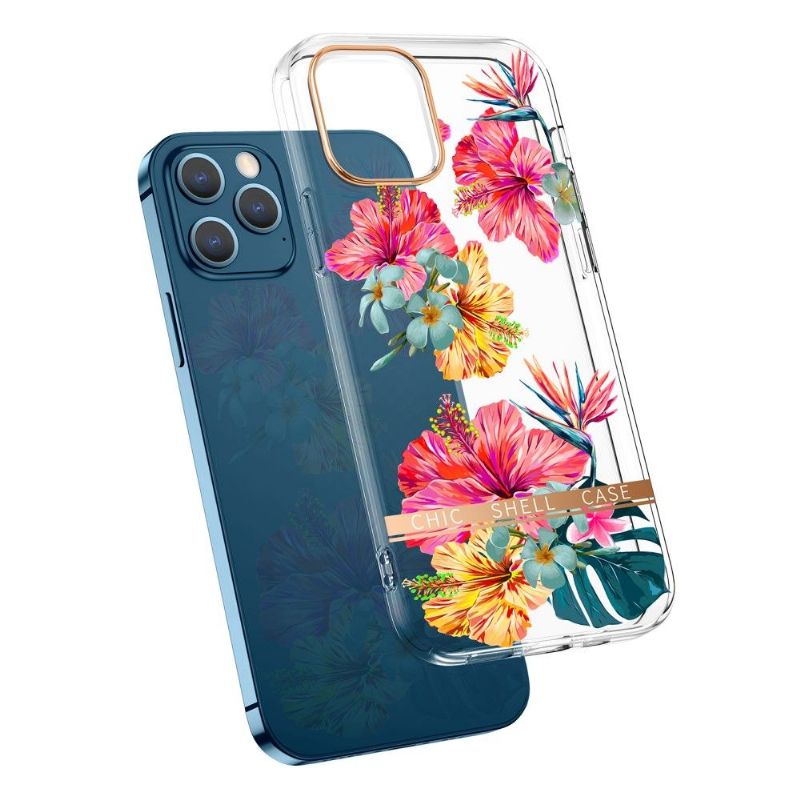 Cover iPhone 13 Pro Hemming Gennemsigtige Farvede Blomster