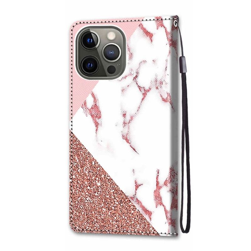 Flip Cover iPhone 13 Pro Glitter Marmor