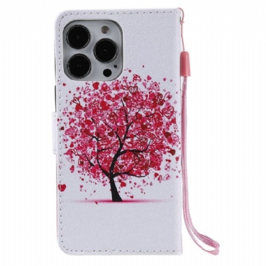 Læder Cover iPhone 13 Pro Blomstertræ