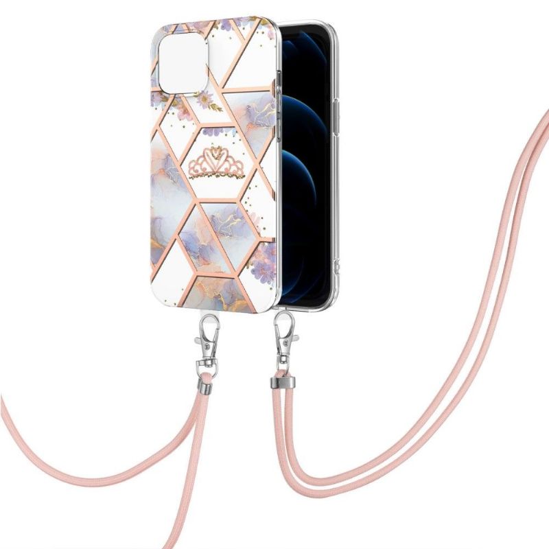 Mobilcover iPhone 13 Pro Med Snor Marmor Og Krone