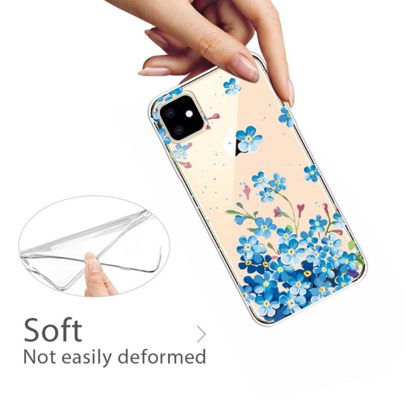 Cover iPhone 11 Anti-fald Gennemsigtige Blå Blomster