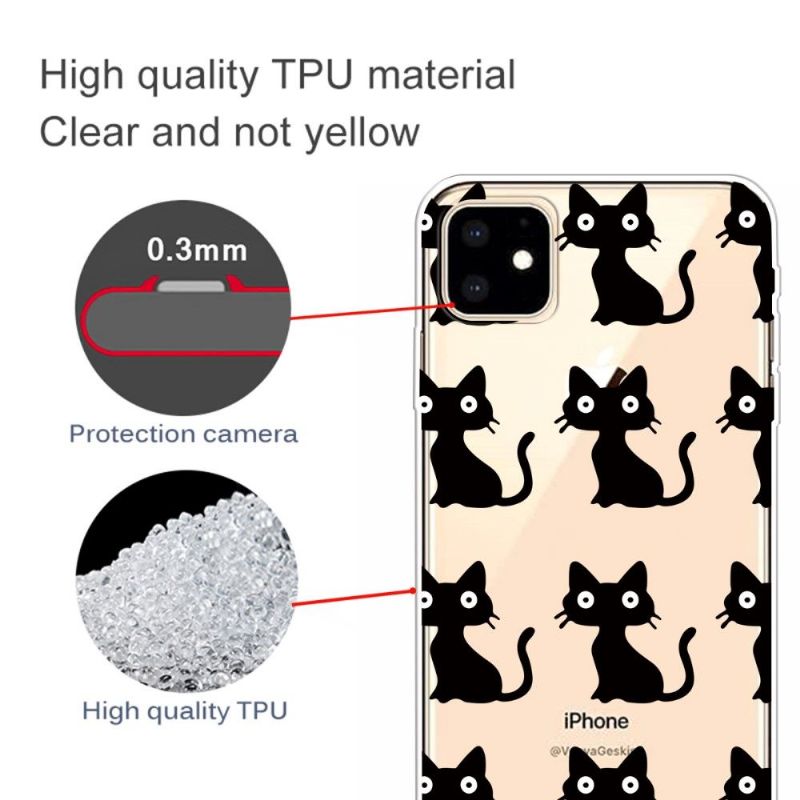 Cover iPhone 11 Gennemsigtige Sorte Katte