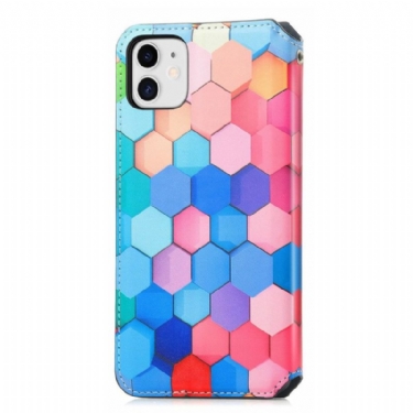 Flip Cover iPhone 11 Anti-fald Farvet Honeycomb