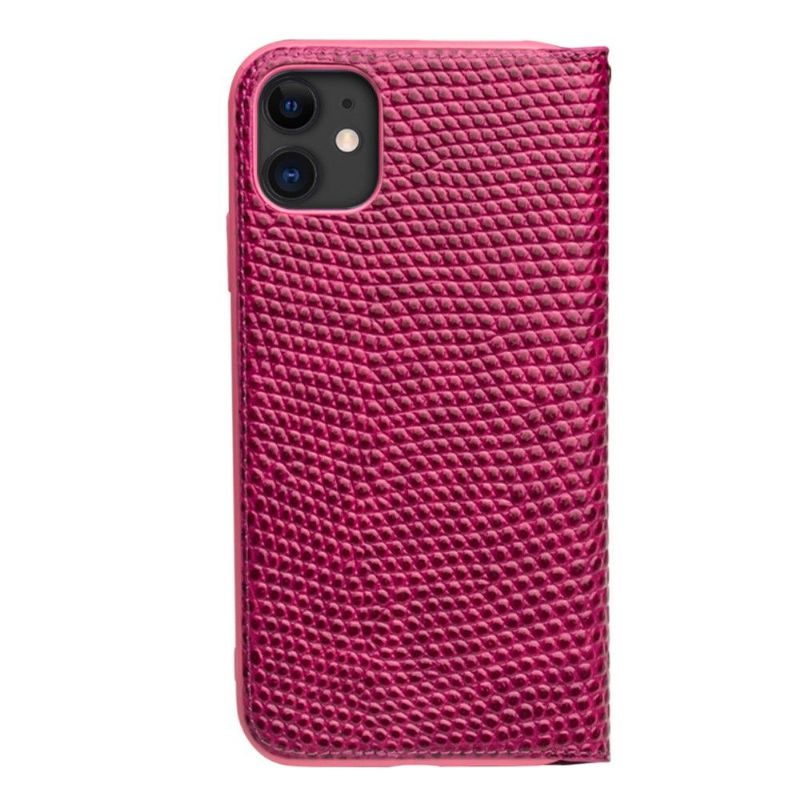 Flip Cover iPhone 11 Croc Effect Ægte Læder - Pink