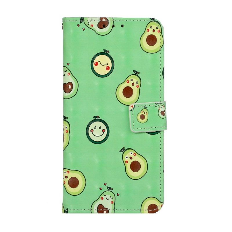 Læder Cover iPhone 11 Kawaii Avocado + Skulderrem