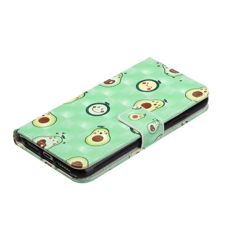 Læder Cover iPhone 11 Kawaii Avocado + Skulderrem