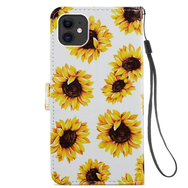 Læder Cover iPhone 11 Solsikkeblomst