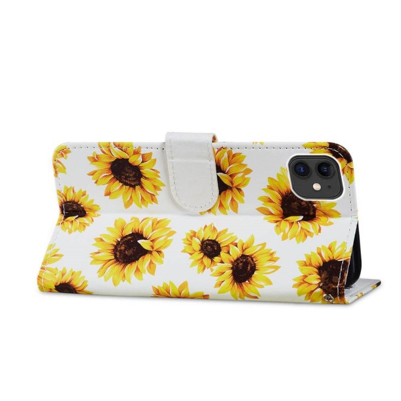 Læder Cover iPhone 11 Solsikkeblomst