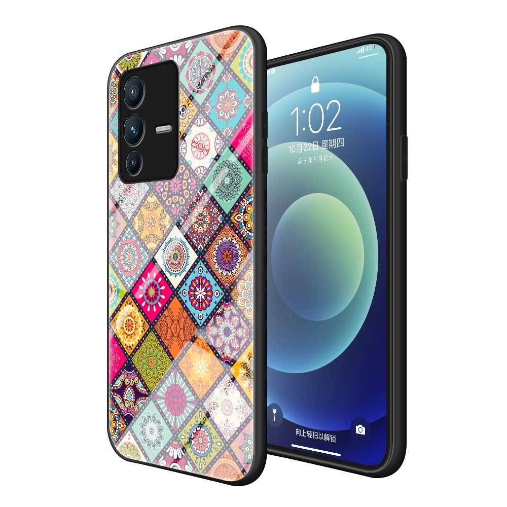 Cover Vivo V23 5G Anti-fald Mandala Kalejdoskop Med Stand