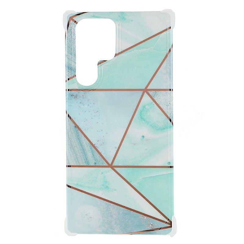 Cover Samsung Galaxy S22 Ultra 5G Hemming Geometrisk Marmor