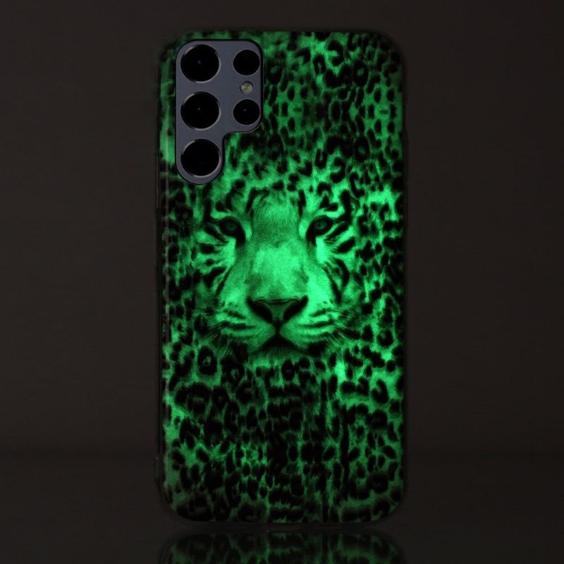 Cover Samsung Galaxy S22 Ultra 5G Hemming Lysende Sneleopard