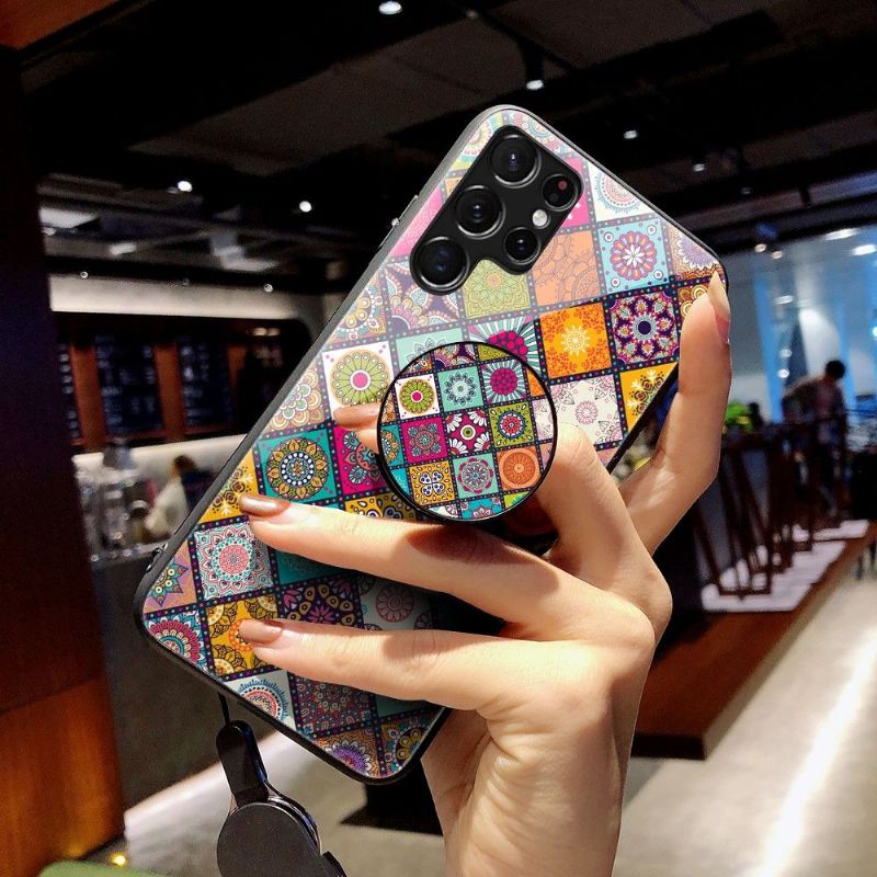 Cover Samsung Galaxy S22 Ultra 5G Mandala Kalejdoskop Med Stand