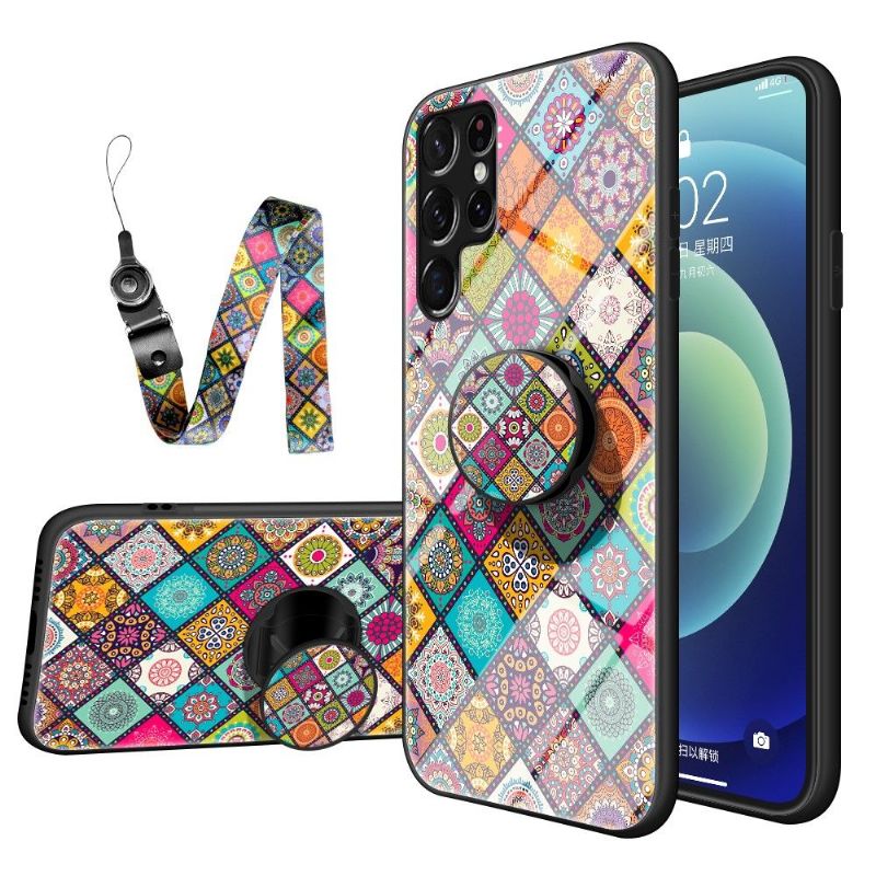 Cover Samsung Galaxy S22 Ultra 5G Mandala Kalejdoskop Med Stand