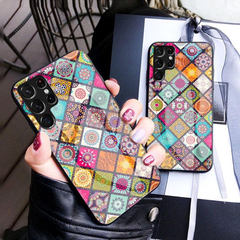 Cover Samsung Galaxy S22 Ultra 5G Mandala Kalejdoskop Med Stand