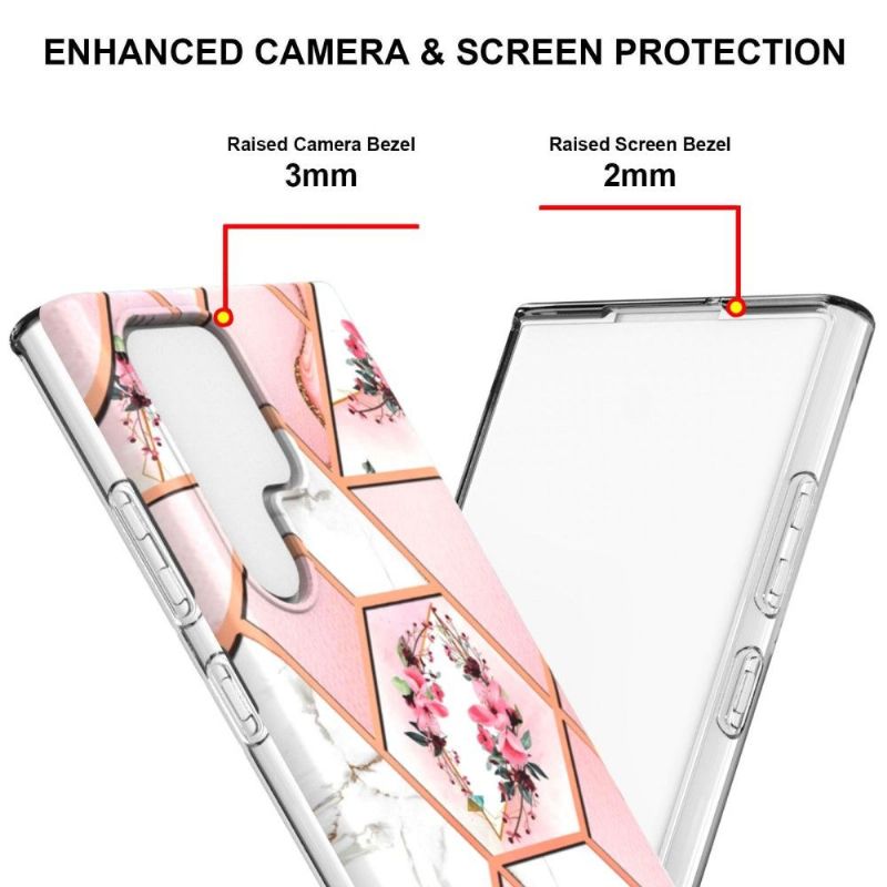 Cover Samsung Galaxy S22 Ultra 5G Marmor Og Blomsterkrone