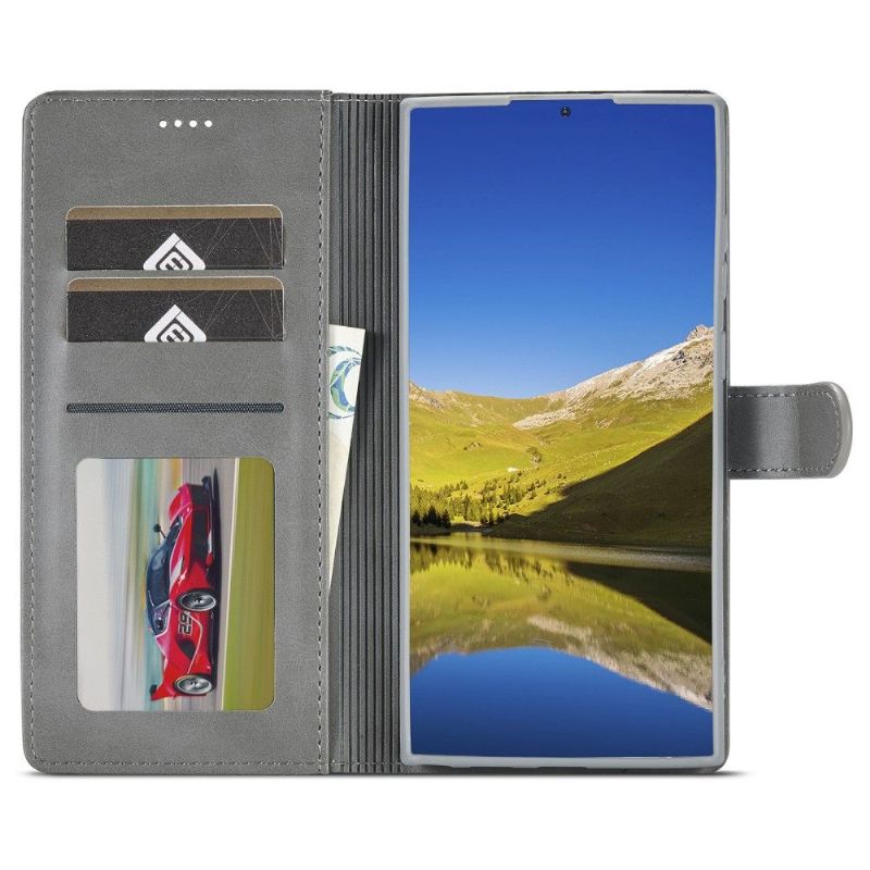 Etui Samsung Galaxy S22 Ultra 5G Hemming Flip Cover Lædereffekt Lc.imeeke