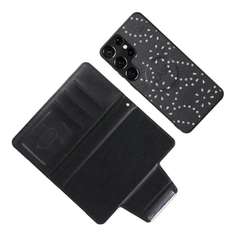 Flip Cover Samsung Galaxy S22 Ultra 5G Diamantblomster