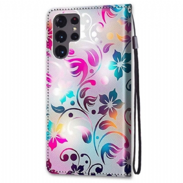 Flip Cover Samsung Galaxy S22 Ultra 5G Farverig Blomst